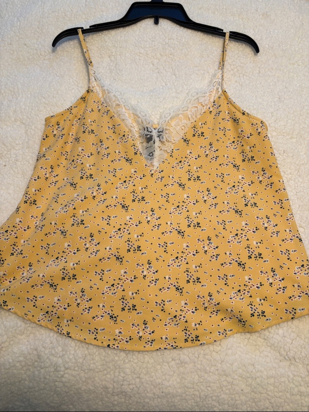 Daytrip Yellow Floral Lace Trim Camisole